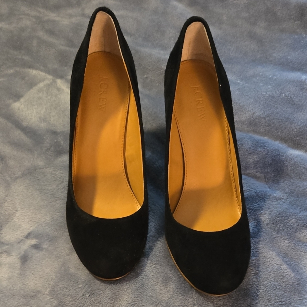 J. Crew Black Heels Classic Suede Design